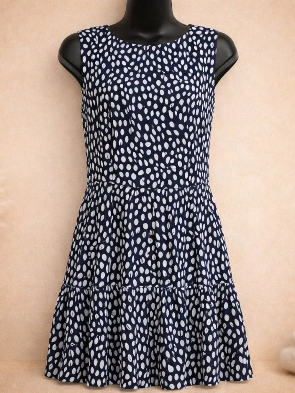 Vineyard Vines Navy Dot Dress Sleeveless Fit & Flare Classic Preppy Nautical